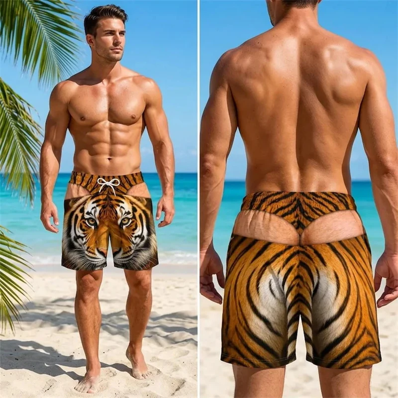3D Print Funny Padded Buttock Underwear Designs Swim Trunks For Men Hawaii Theme Style Quick Dry Hawaiian Beach Shorts Hot Sale