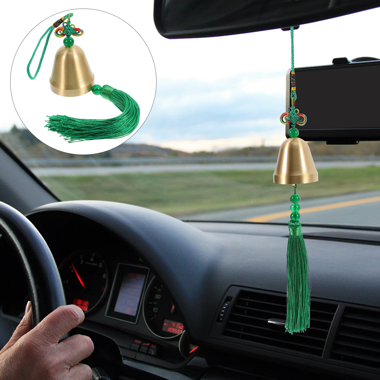 

Chinese Style Brass Wind Chime Hanging Bell Ornament Mini Pendant Tassel Home Car Decor Hanging Bell Ornament