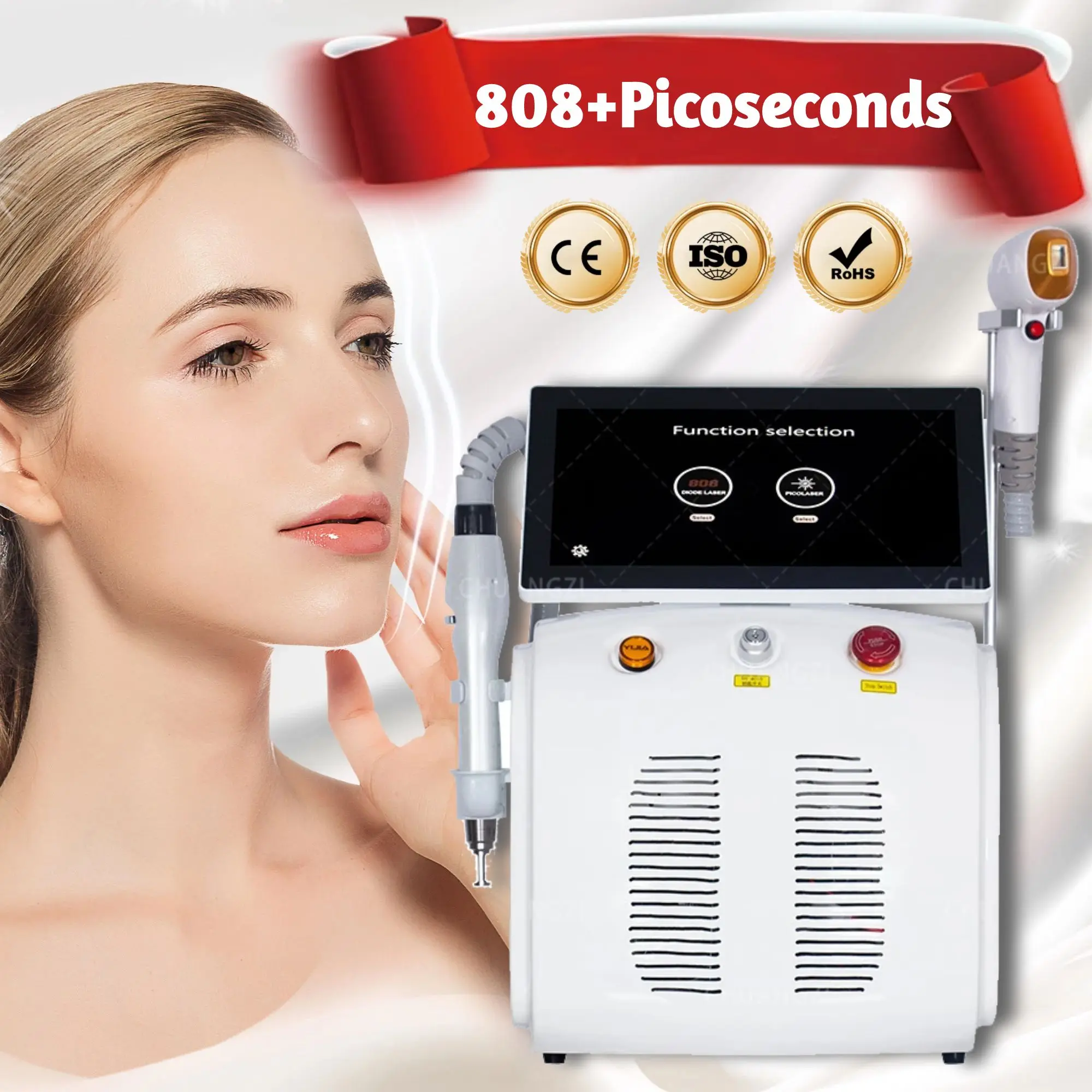 Multi functional 2-in-1 machine Picosecond Laser Tattoo Pigment Removal 808 Diode Invasive Permanent Painless Hair Removal