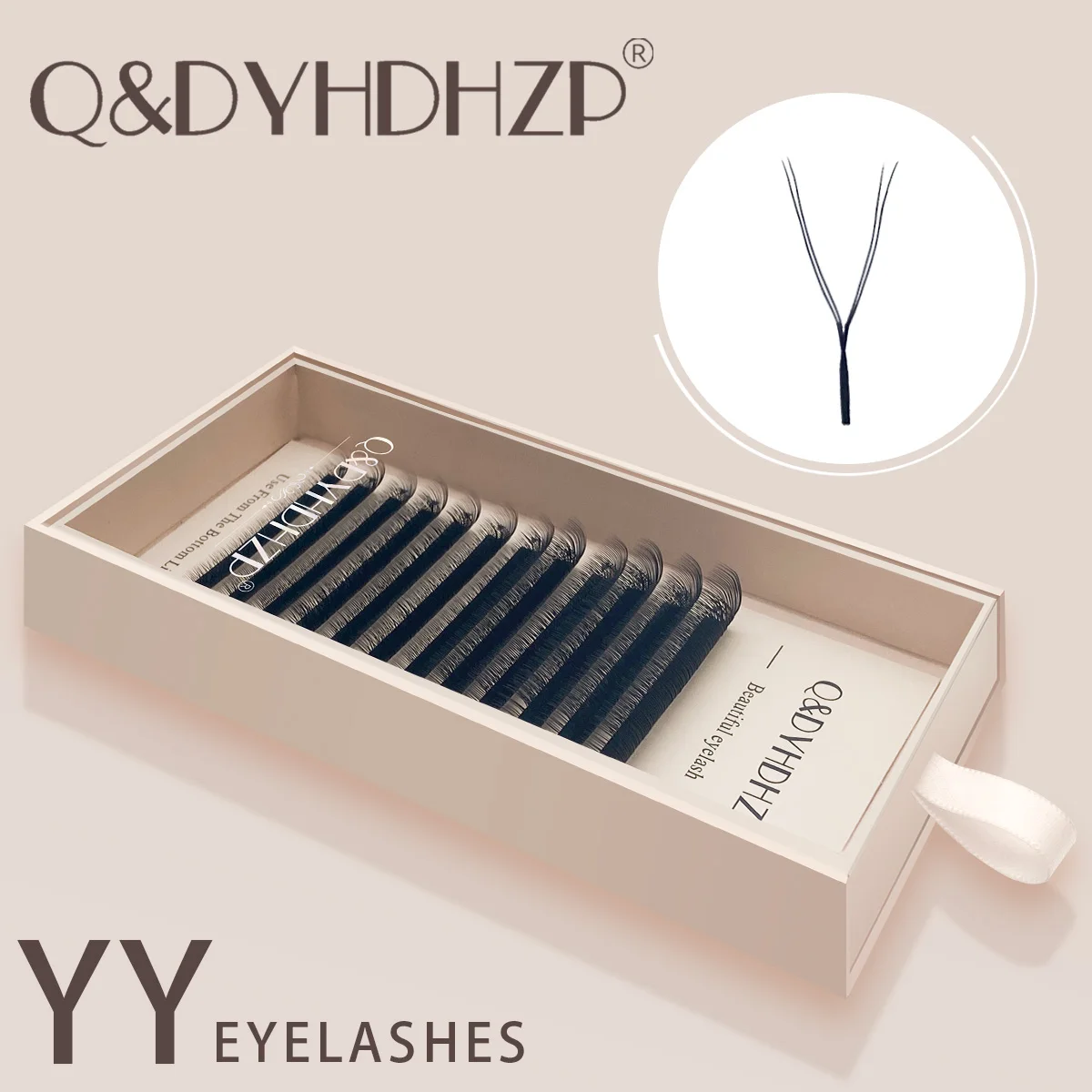Q&DYHDHZP YY Shape Eyelash Extensions, C/D Curl, Natural & Soft, Dense Fan Double-Ended Y-Lashes