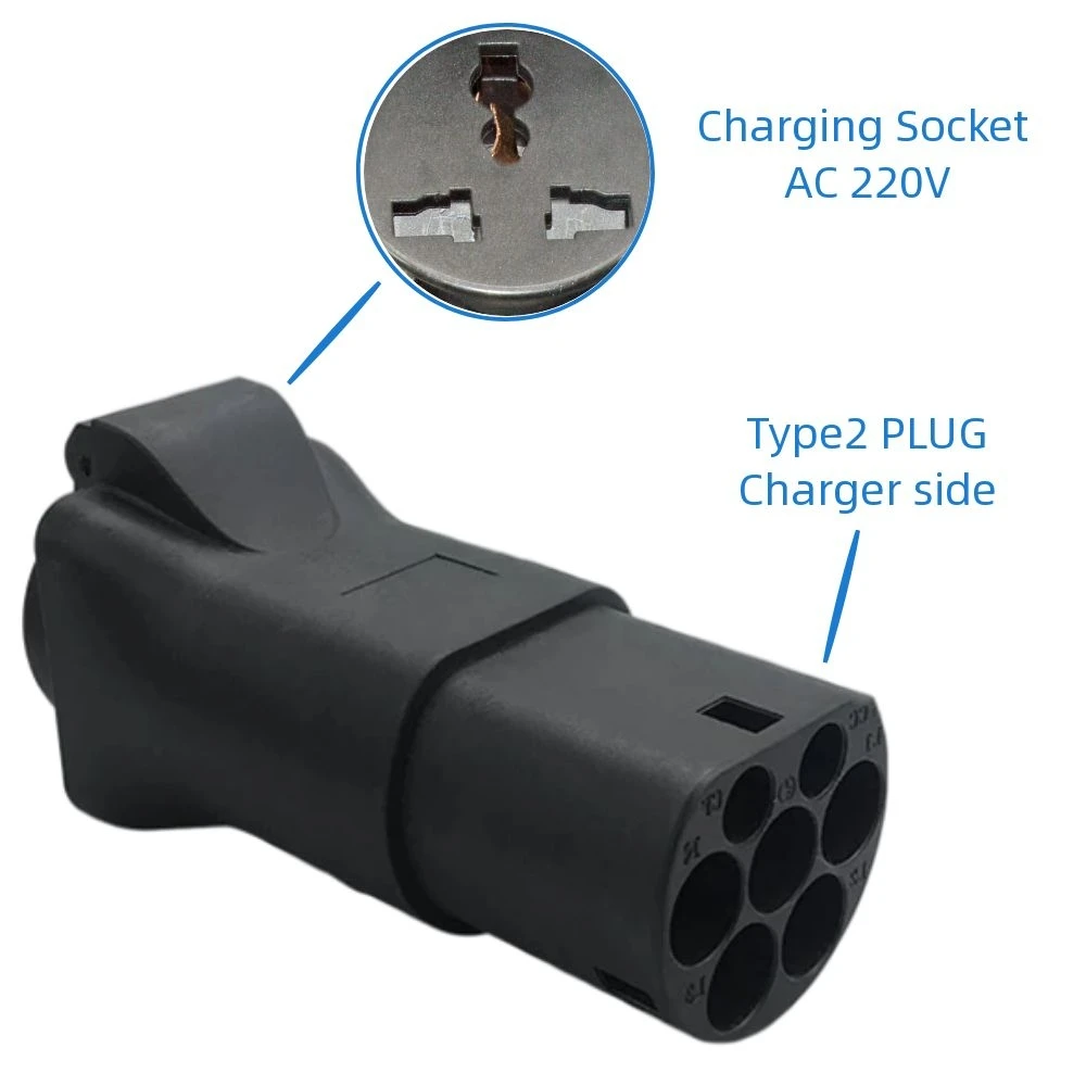 

Type2 EV Charger Adapter EVSE IEC62196 Plug Adaptor to External Charging Socket AC 220V EV Charger Connector For RV Camper EVSE