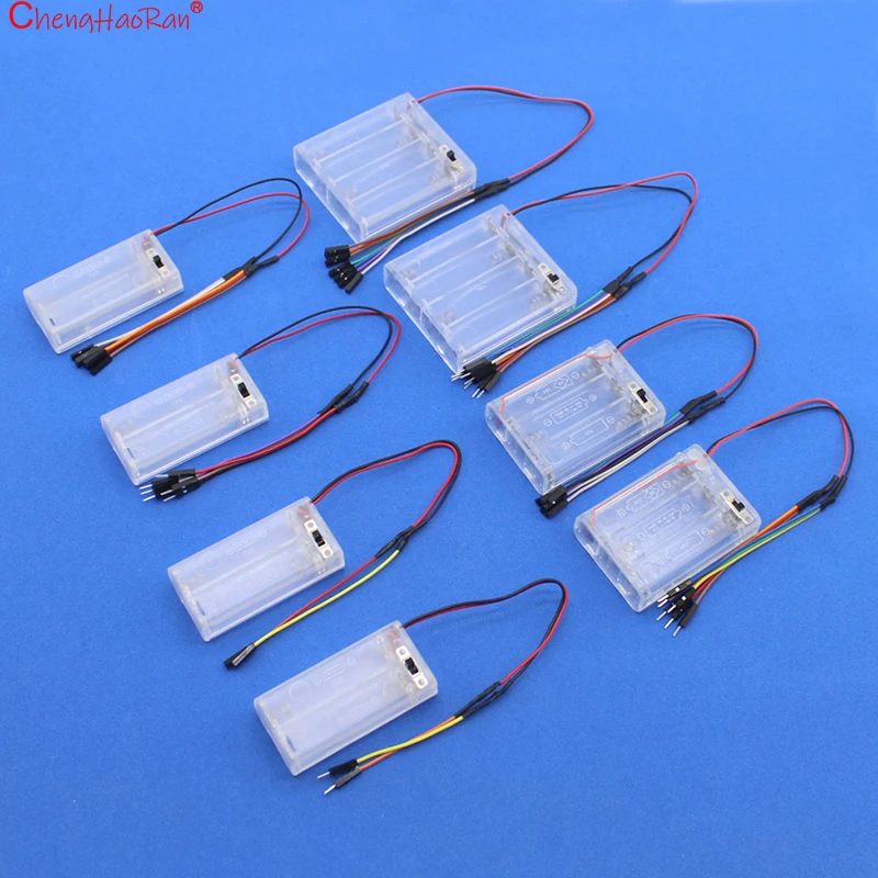 1PC With Wire Battery Box AA 3V 4.5V 6V With Switch Cover Male Female Plug Wires DIY Electronic Circuit Accessories