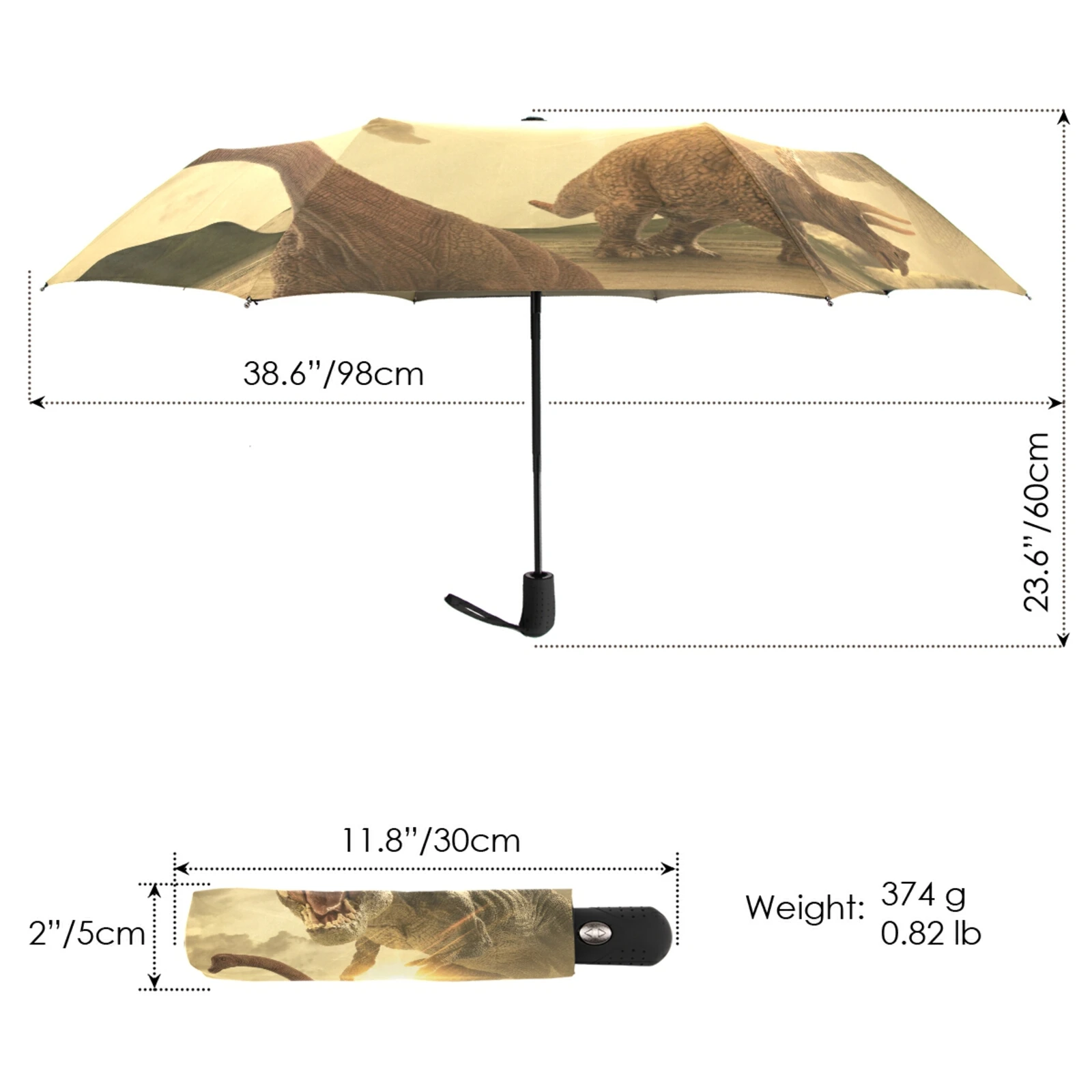 New Design 3D Dinosaur Print Umbrella For Children Women Rain Umbrella Parasol Automatic Three Folding Portable Travel Umbrella