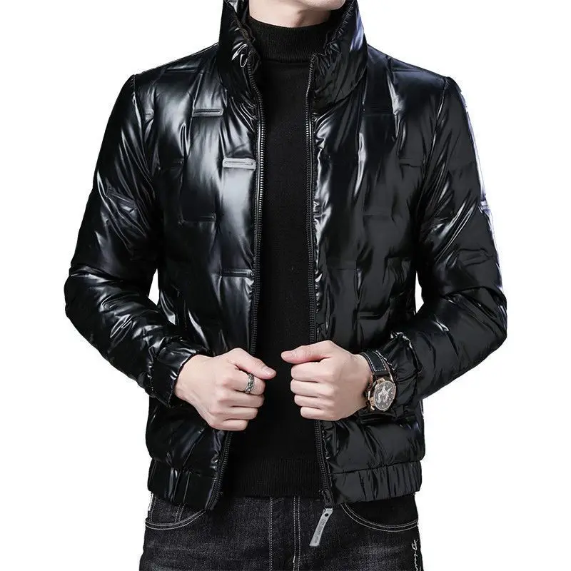 Casaco masculino de inverno Thiened ort algodão para baixo Jaet superfície brilhante quente Sli casaco masculino regular fino...