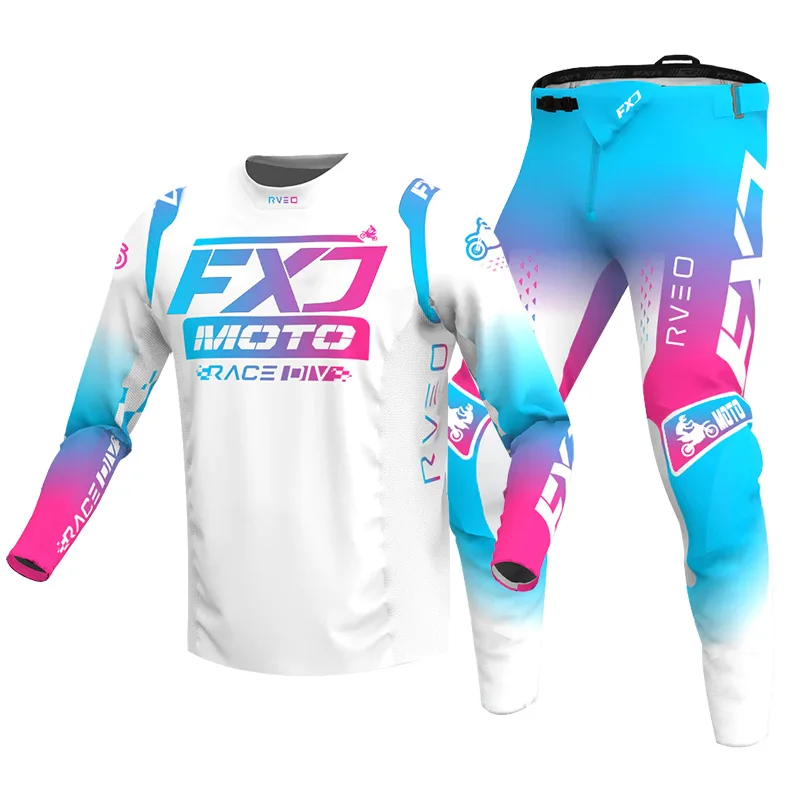 Motocross Jersey Pant Kits racing suit Mens Women Off-road MX BMX MTB Motorcycle Enduro Combo Pink green Black Red white