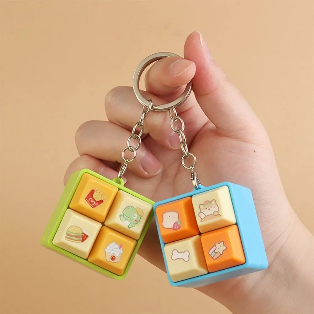 New Cartoon Fidget Keychain Keys Button DIY Keyboard Squeeze Music Keychain Relief Stress Pass The Time Clicker Toy