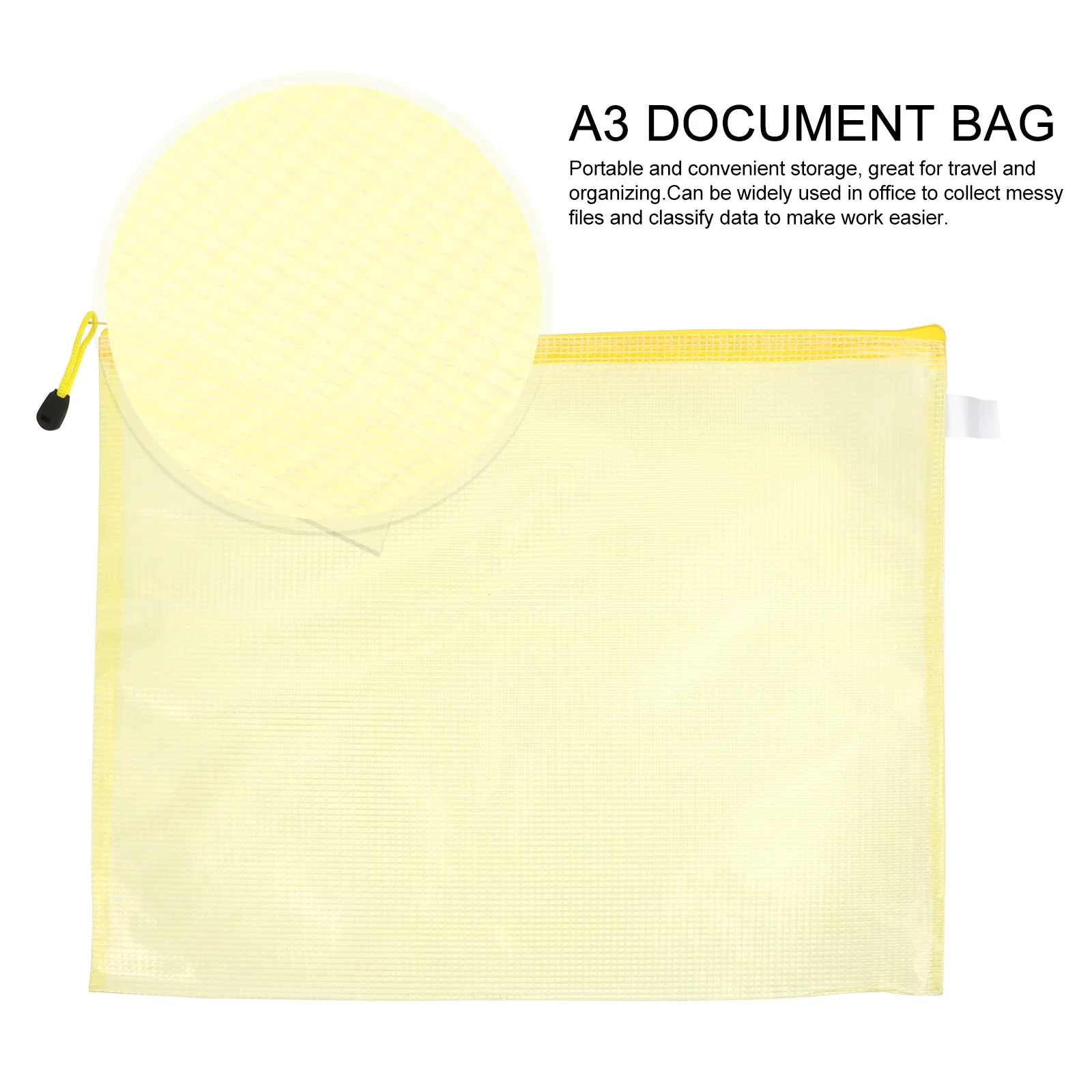 10 Pcs File Bag Stationery Document Pouch Mesh Zipper Documents Storage Portable A3