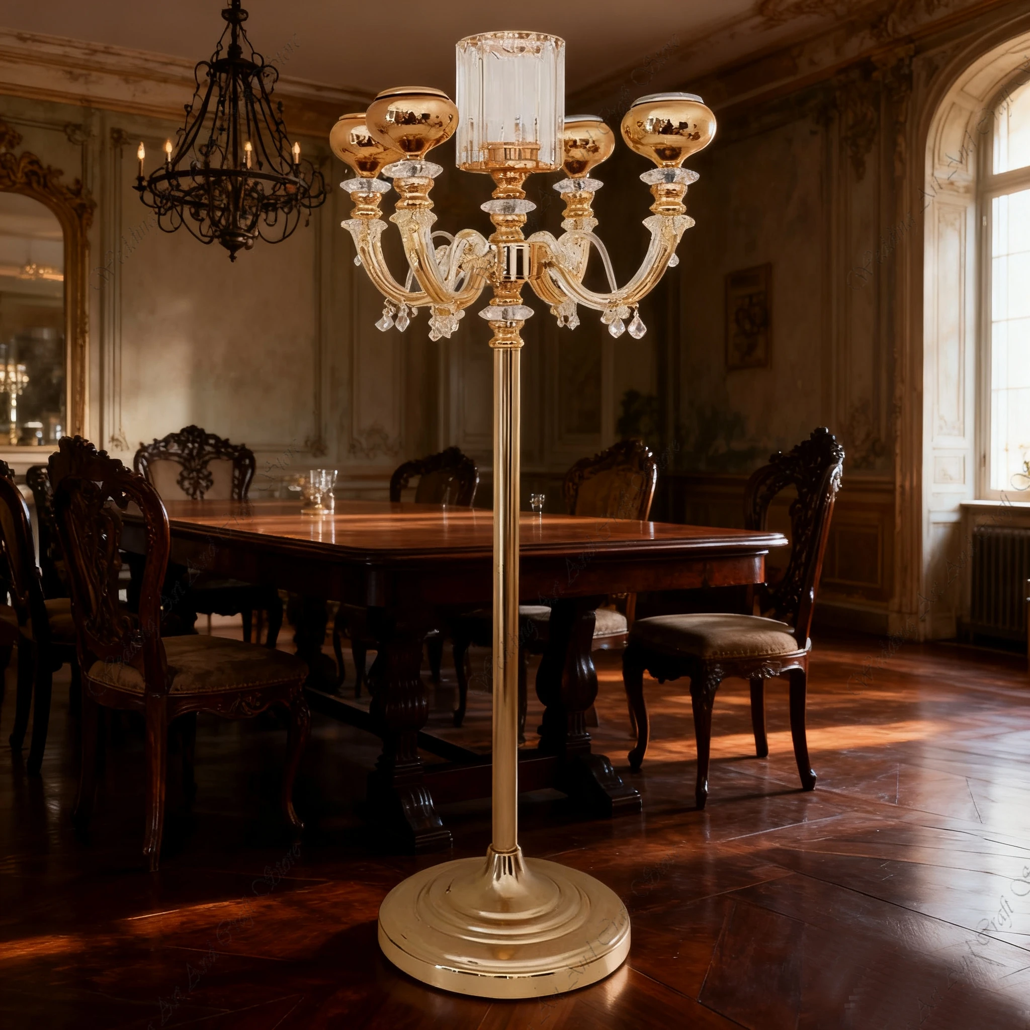 

8pcs f30 90-140cm Gold Centerpieces for Wedding Table 5 Arms Metal Candle Holders Centerpieces for Party Decoration ivy467