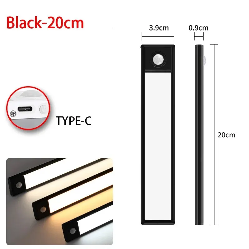 Led Bewegingssensor Licht Nachtlampje Draadloze Usb Onderkast Licht Voor Keukenkast Slaapkamer Garderobe Sensor Binnenverlichting