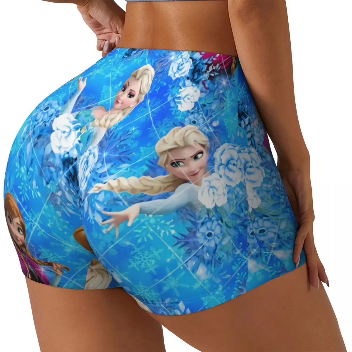 Custom Frozen Workout Shorts Women's Elsa Anna Gym Volleyball Running Yoga Shorts