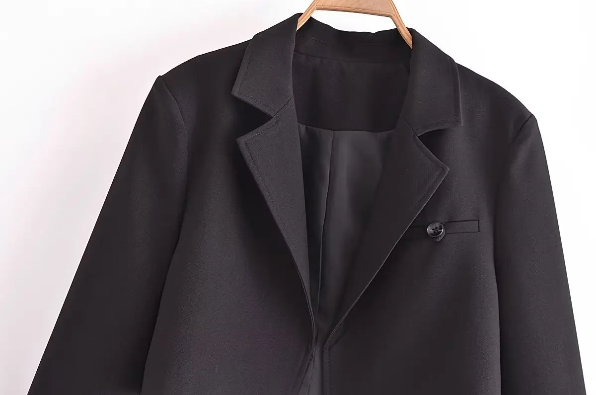 Dave&Di Autumn British Fashion High Street Girls Black  Short Suit Jacket Simple Casual Blazers Women Tops