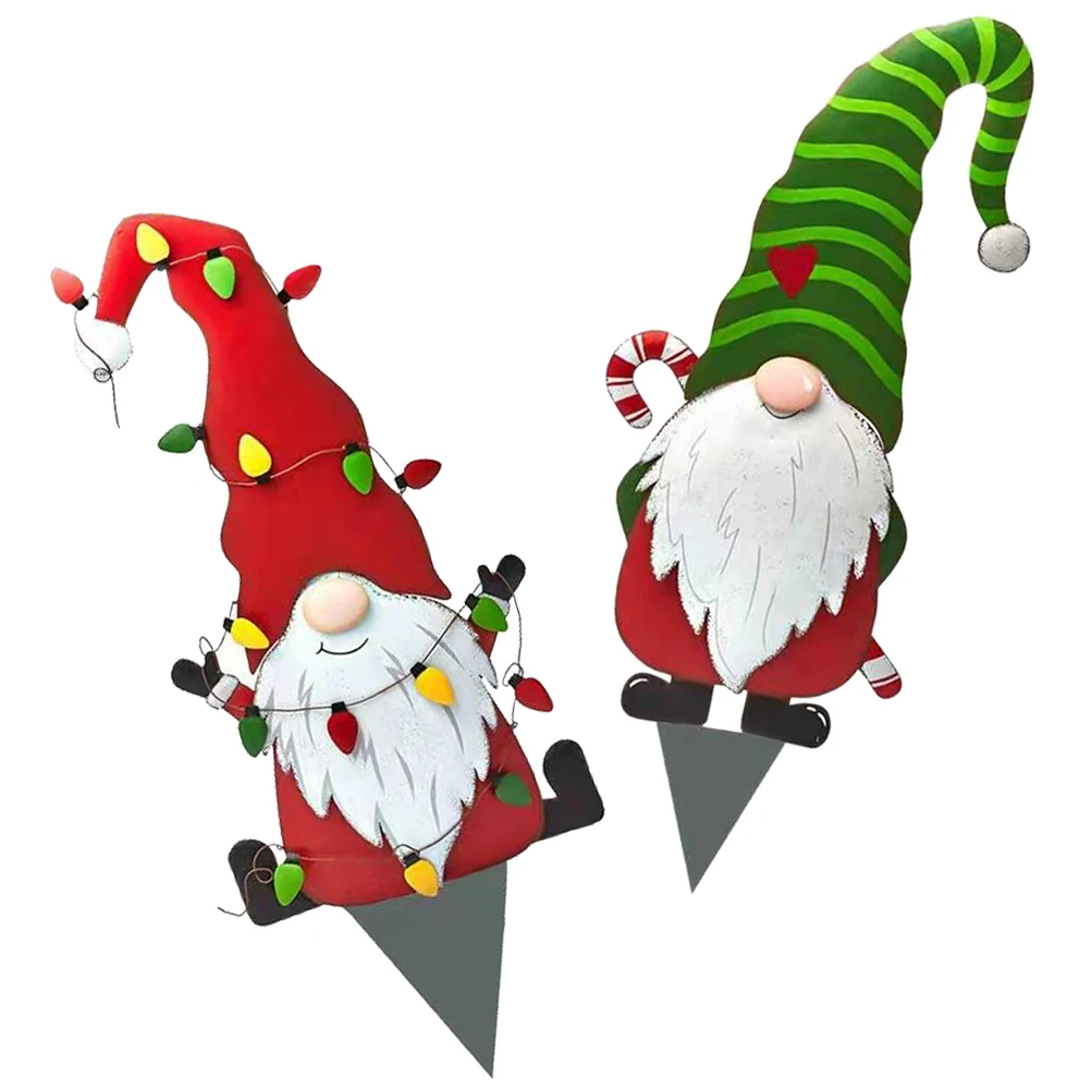 

2Pcs Christmas Garden Stake Santa Sign Yard Lawn Decorations Outdoor Inserts Realistic Shape Festive Atmosphere Easy Time Saving