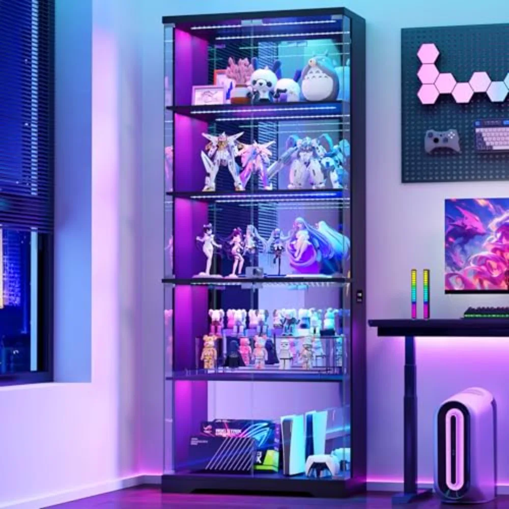 Glass Display Cabinet with Doors and RGB LED Lights | 69