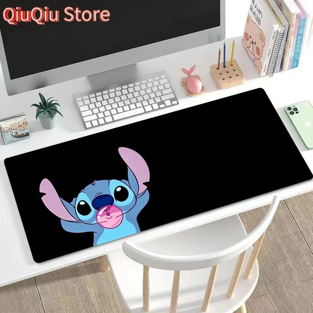 Alas Mouse Kartun Stitch Ekstra Besar Tebal untuk Keyboard Komputer, Alas Meja untuk Anak Perempuan Dewasa, Alas Meja Karet Lucu untuk Pelajar