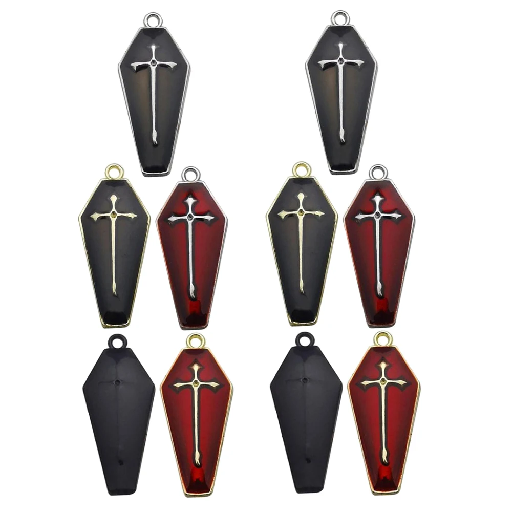 

10Pcs Coffin Cross Pendants Alloy Multi Color DIY Jewelry Making Halloween Gothic Necklace Accessories Charms Craft Supplies