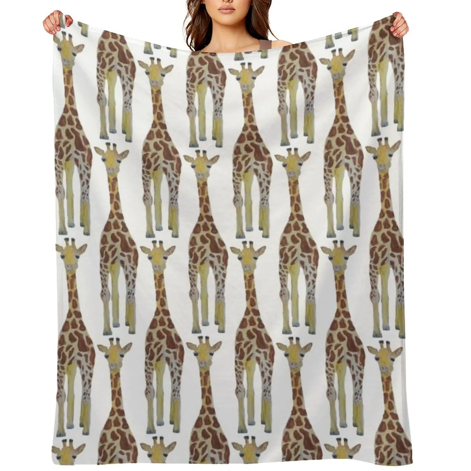

Hand-Painted Pretty Authentic Giraffe Throw Blanket Shaggy Beach blankets and throws Soft Blankets