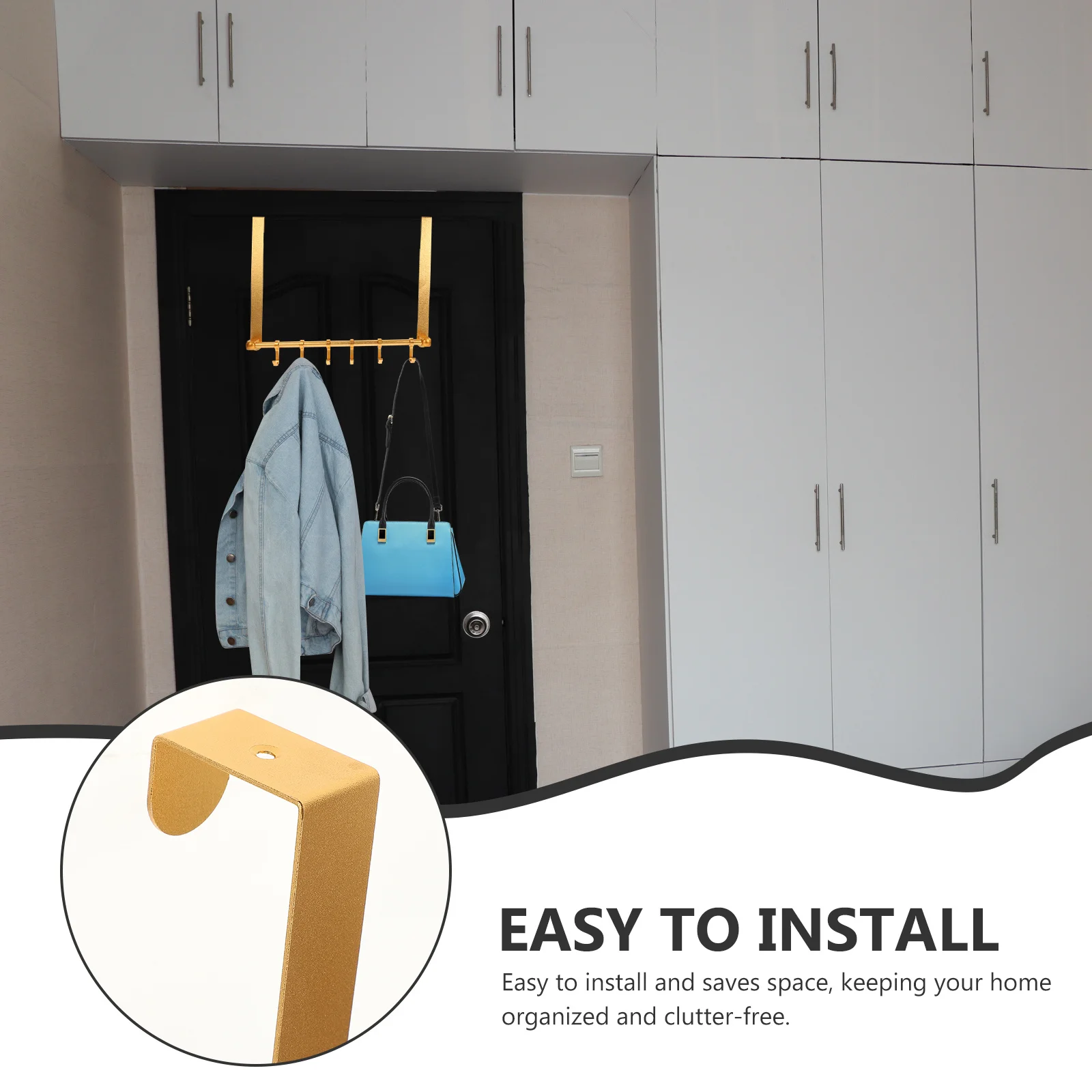 

1 set 1 Set Of Back Hook Aluminum Alloy No Drill Install Over Door Hanger For Coats Hats Bags Behind Door Organizer Space Saving