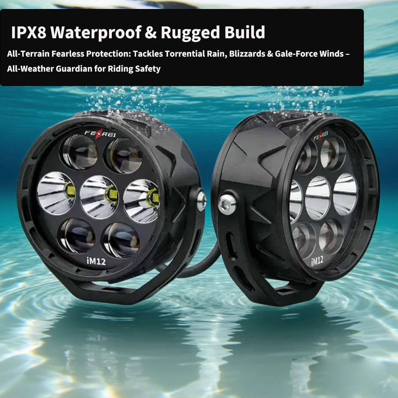 Ferei 120W High-Power Front LED Fog Lights 11800 Lumens IPX8 Waterproof 4 Lenses Best Spotlight for