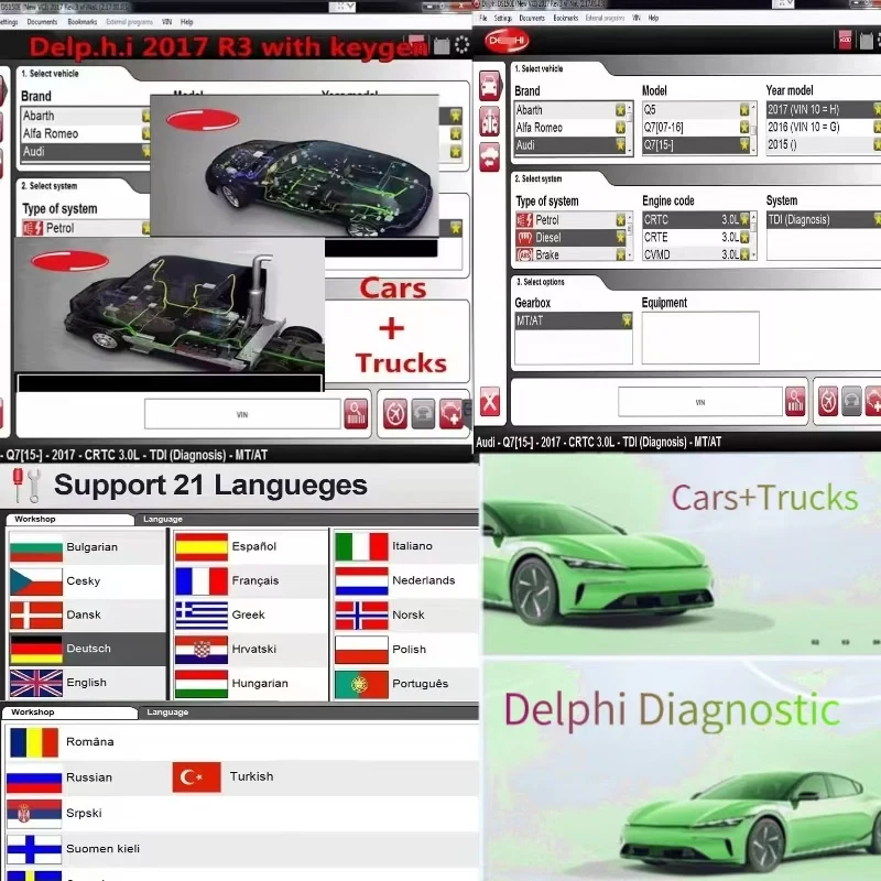 Programma software di vendita calda per Delphis 2017 R3 con Keygen per Delphis Diagnostic Bluetooth VCI vd obd2 Scanner per auto e camion