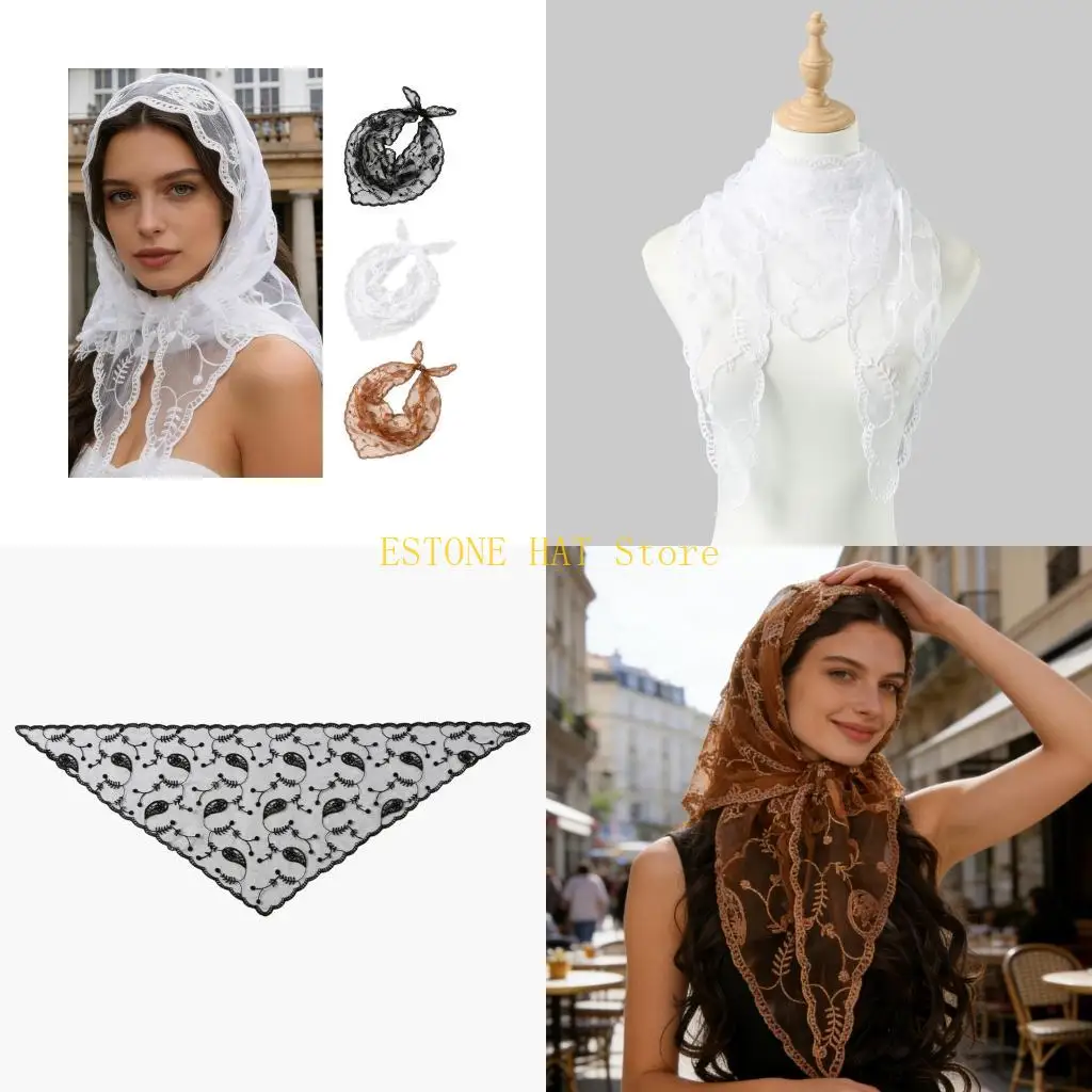 

49MF модный кружевной шарф, декоративный элемент для вечеринок, поездок на работу, женские элегантные головные уборы из легкие
