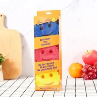 Reusable Dishwashing Sponges Temperature Sensing Sponge Car Cleaning Brush Smiley Face Sponge Clean Glass Windows Cleaning Tool