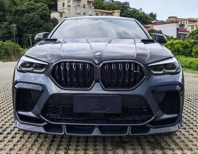 For BMW F96 X6M 2020-2023 Real Carbon Fiber Bumper Front Lip Rear Diffuser Side Skirt Spoiler Wind Knife Grills Grille