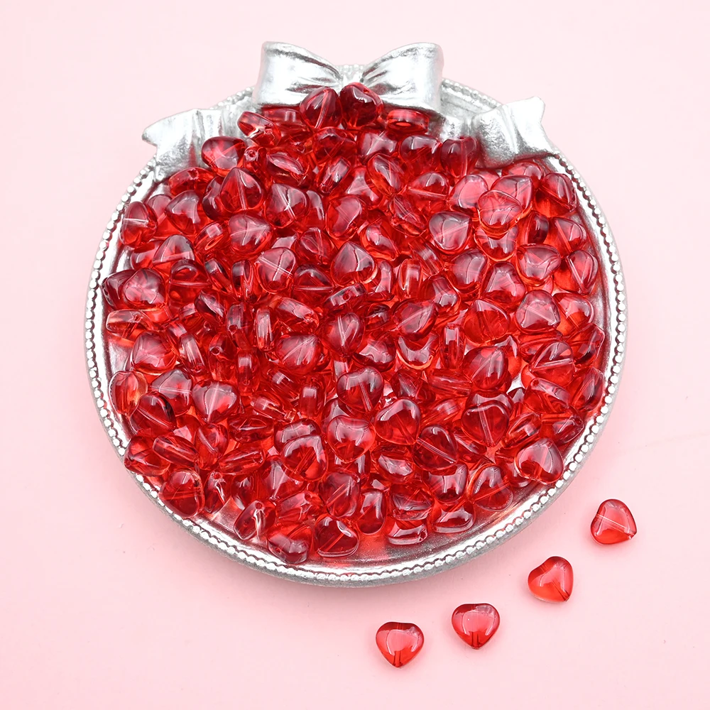 8mm Red Transparent Heart Shape Czech Glass Spacer Beads Lampwork Crystal Beads for Handmade Necklace Earring DIY Jewelry Making