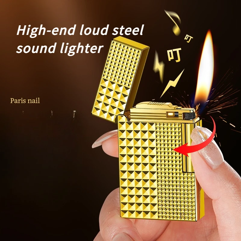 

Высококачественная звуковая зажигалка из высокочастотной стали с надувным металлическим шлифовальным кругом, классическая зажигалка для подарка вашим парню