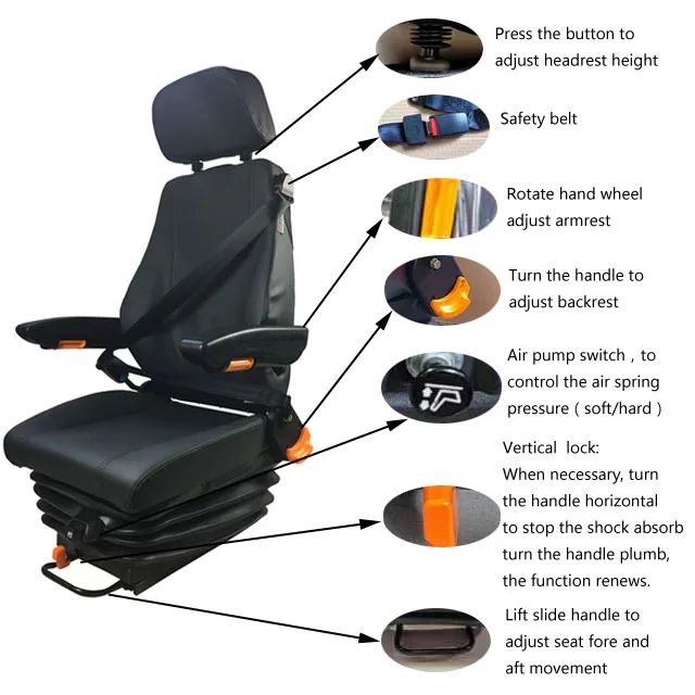 Support Electric Pumping Universal Truck Air Seat With Pneumatic Suspension