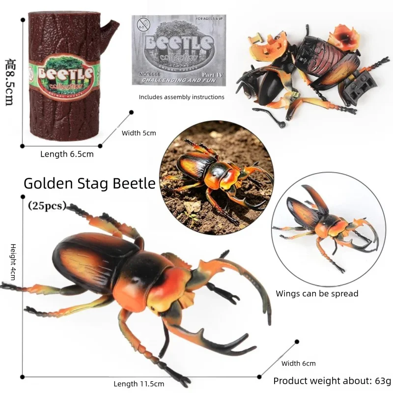 Oenux 4D Assembly Insect Reptile Models Beetle Lizard Centipede Snake DIY Kit Realistic Bug Figurines for Collection Desktop Dec view 5