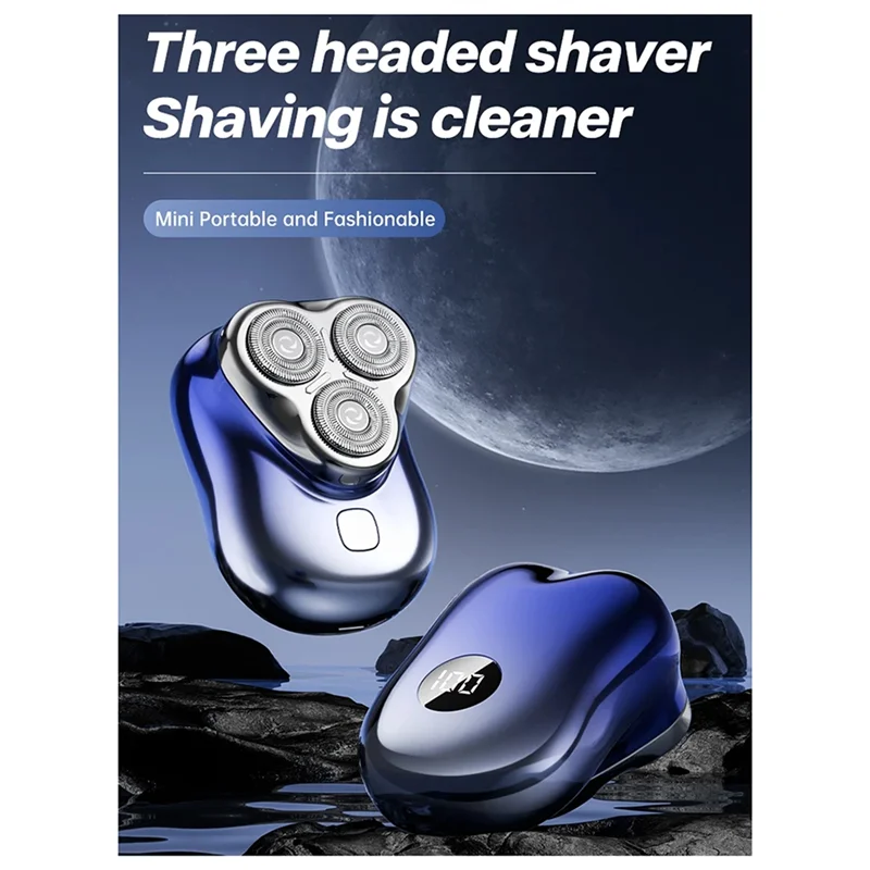 A44F-3D Floating Magnetic Blade Men Electric Shaver Mini Portable Beard Cutter Rechargeable Rotary Electric Shaver