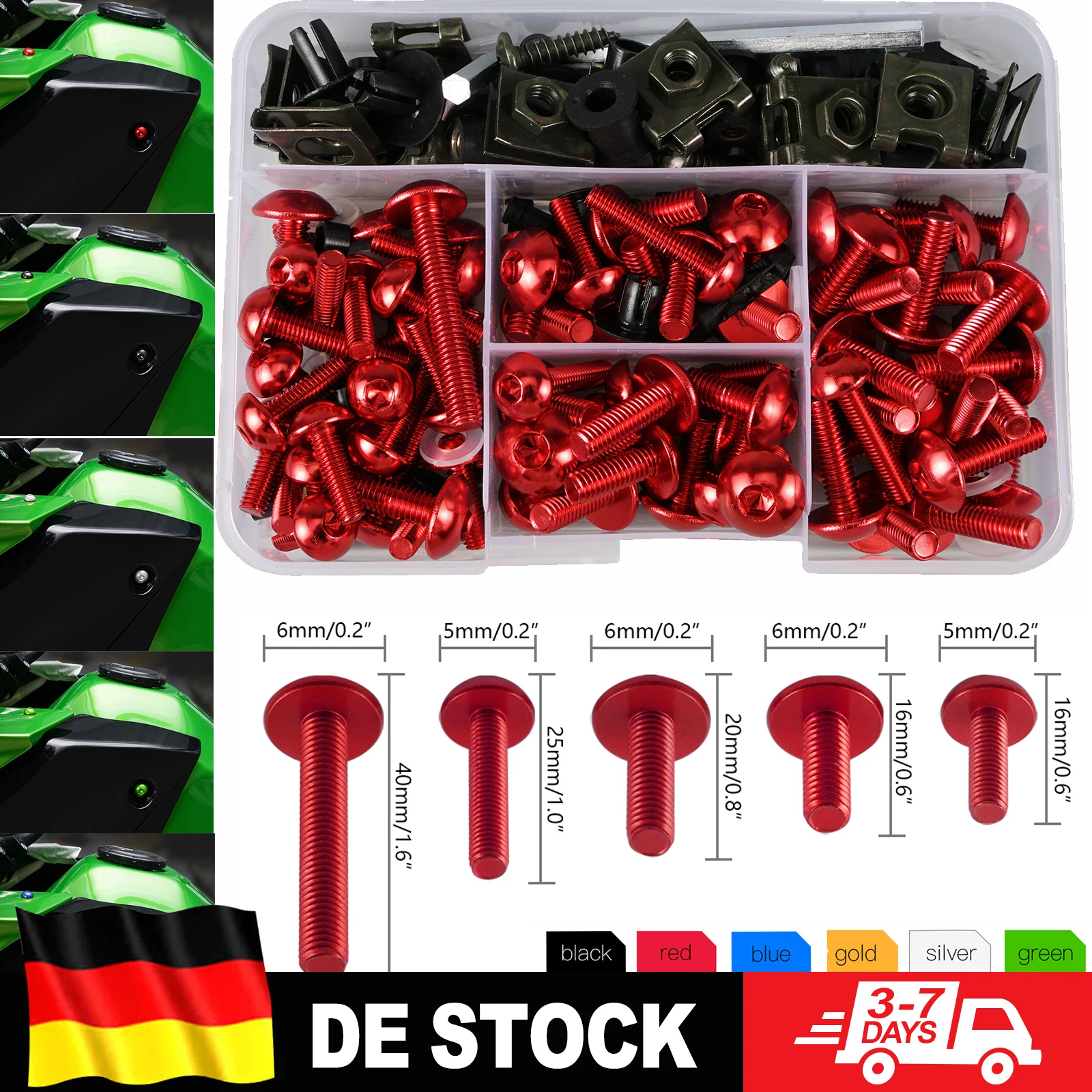 Vis de carénage pour carrosserie, 155 pièces, pour Honda CBR Yamaha YZF Suzuki GSXR Kawasaki Honda BMW Ducati Husqvarna Aprilia Triumph