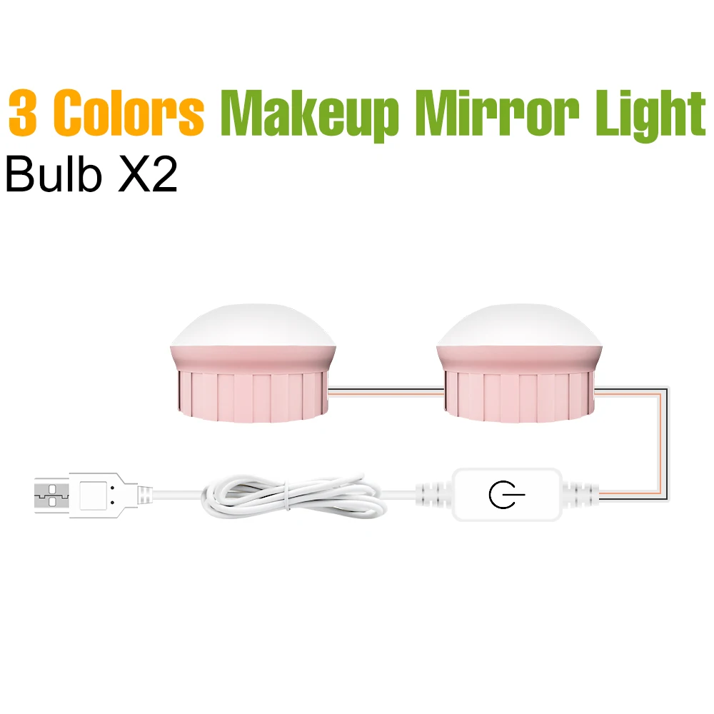 Make-upspiegel LED-lamp Badkamer Kaptafellamp voor slaapkamer Spiegeldecoratie Vulling Verlichting USB DC5V 3 kleuren dimbaar