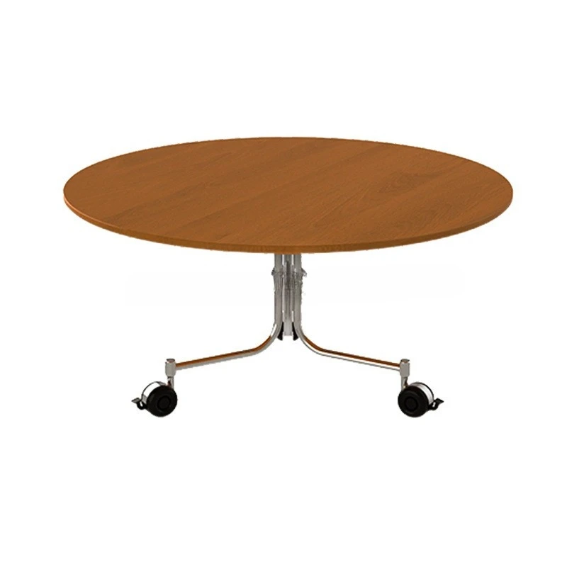 

Stainless steel coffee table with wheels Mobile tempered glass tea table Living room Sofa edge Transparent round simple coffee