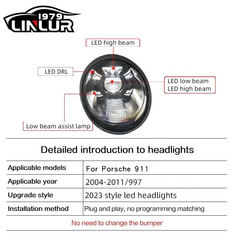 [1979] Autolichter 2004–2011 997.1 997.2 Frontscheinwerfer, Upgrade auf Matrix-LED-Scheinwerfer im 992-Stil für Porsche 911 997