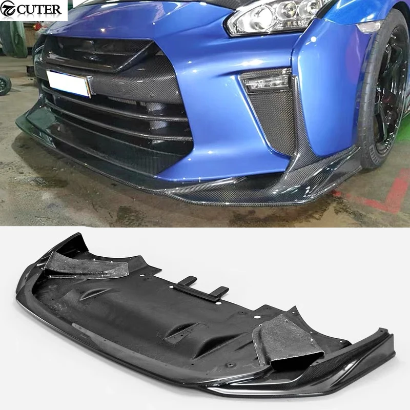 

GTR R35 TOP Style Carbon Fiber Front Bumper Lip Splitter for Nissan GT-R R35 Car Body Kit 2017