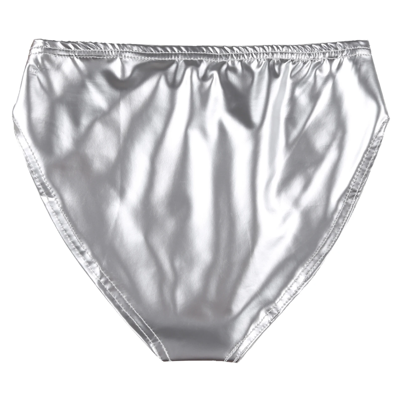 Mens Patent Leather Briefs Wet Look Latex Panties Underwear Club Dancing Performance Elastic Waistband Underpants