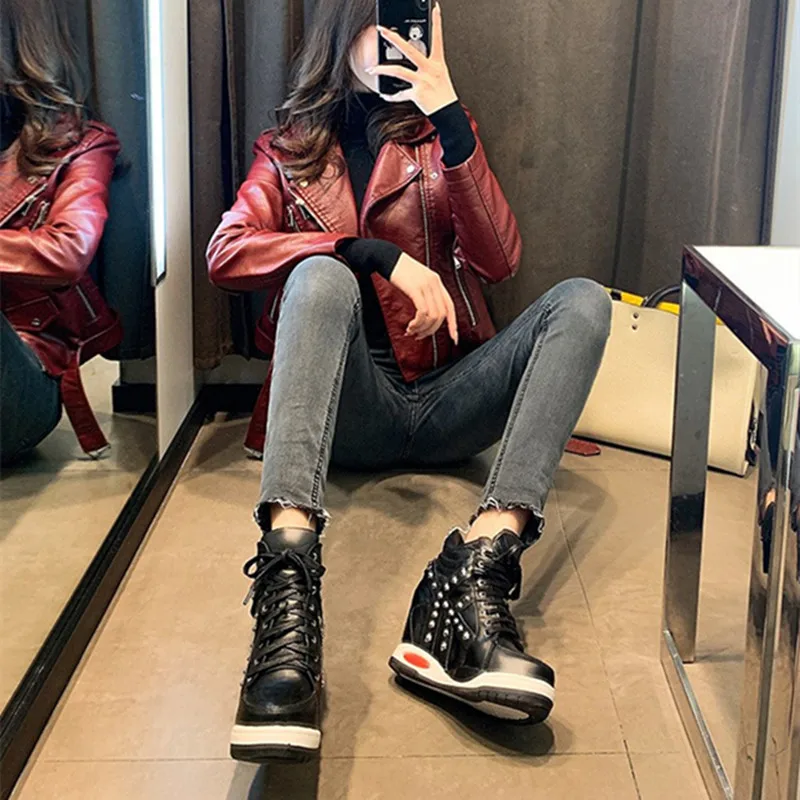 Fashion High-top Women's Boots Ultra-high Slope Heel Thick-soled Short Boots for Women Trendy Comfort Woman Shoes Botas Feminina