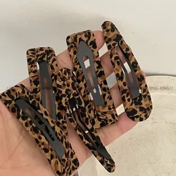 Fashion Vintage Leopard Print Cloth Wrap Hair Clip Headdress 2024 Autumn Winter Korean Geometric Hairpin Female Hair Accessories