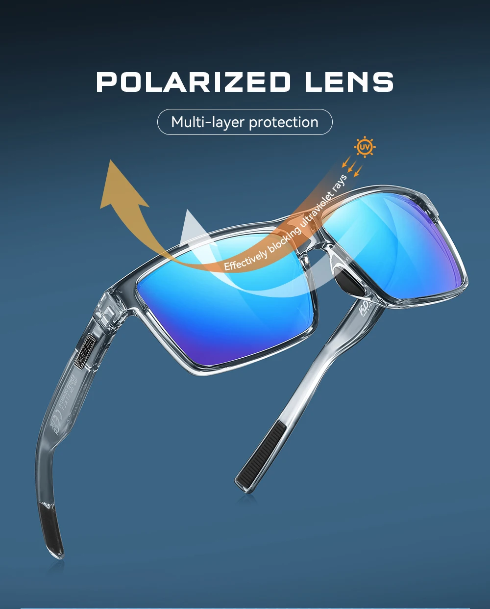 KDEAM Übergroße Herren-Sonnenbrille, polarisiert, TR90, große Sonnenbrille, Breite 160 mm, Schutzhülle im Lieferumfang enthalten, KD0737 MAX – Detail 3