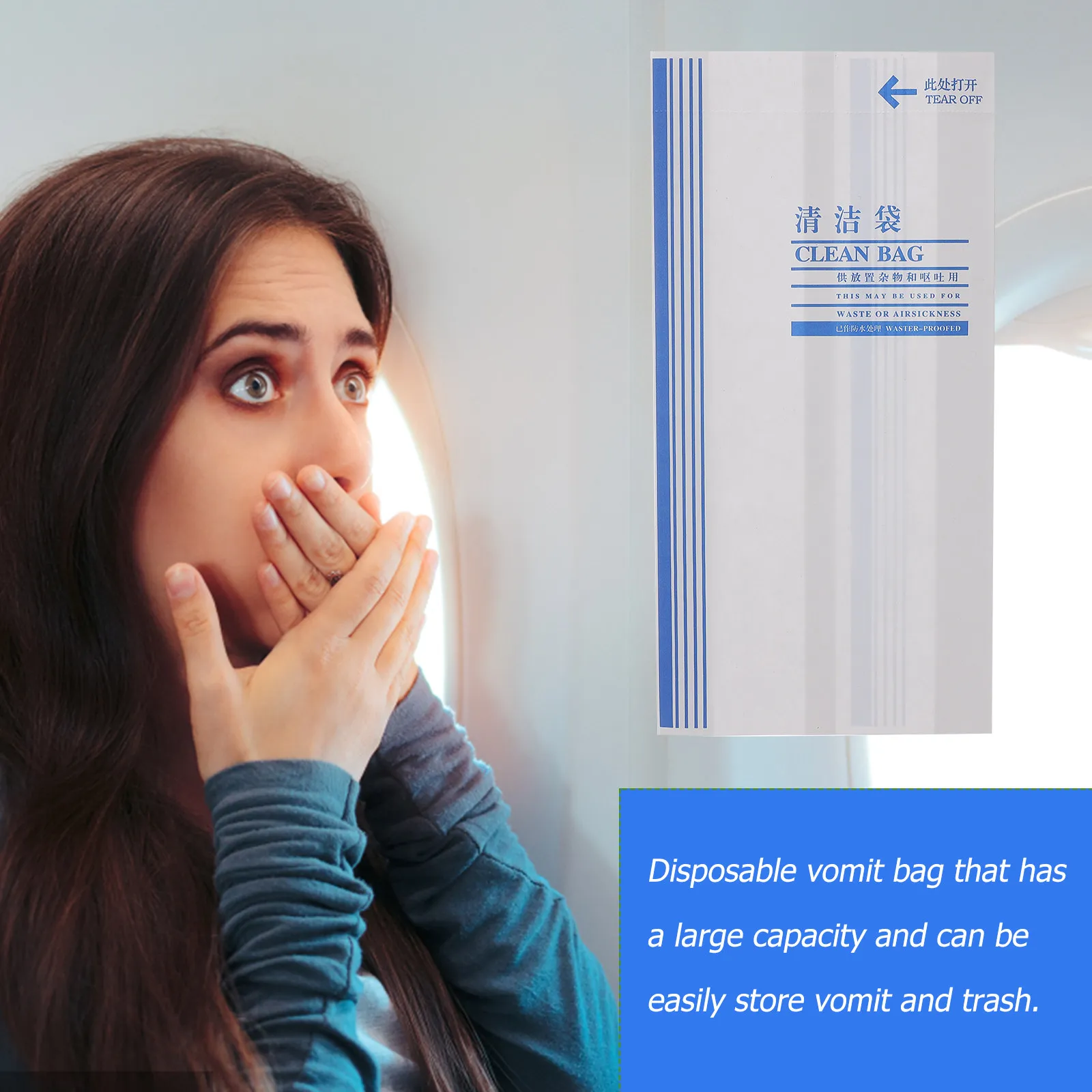 100Pcs Disposable Vomit Bags Large Capacity Paper Barf Bags for Car Sick Pregnant Drunk Passengers Motion Sickness