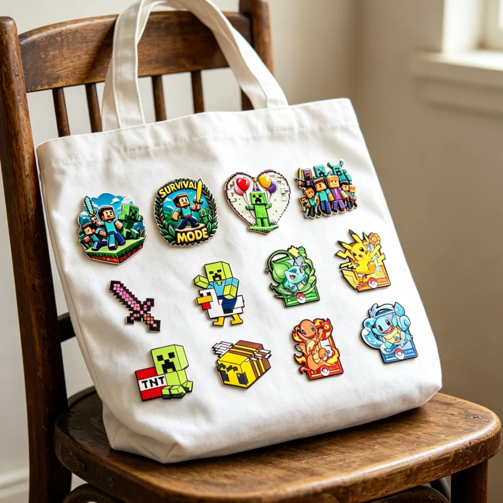 12-teiliges Set Pixel-Art-Anstecknadeln für Fans, Kinder und Freunde, Geschenk für Rucksäcke, Kleidung, Party-Deko, Anstecknadeln – Detail 1