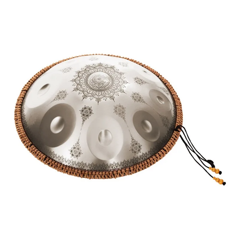 Mini Handpan Steel Hand Drum in C Tone 9 Notes 16 Inches Percussion Instrument Alloy Steel with Drumstick Handpan Stand Woven
