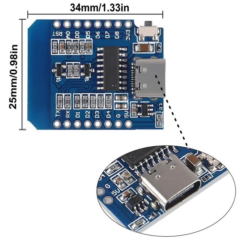 Type-C Micro USB D1 Mini NodeMcu ESP8266 ESP-12F Mini NodeMCU Lua 4M Bytes WiFi Module Wireless WiFi Module for Arduino