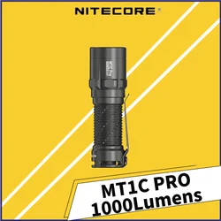 Nitecore-edcタクティカルライト,最大ビーム距離360m,充電式バッテリーが含まれています,1000ルーメン,mt1C pro