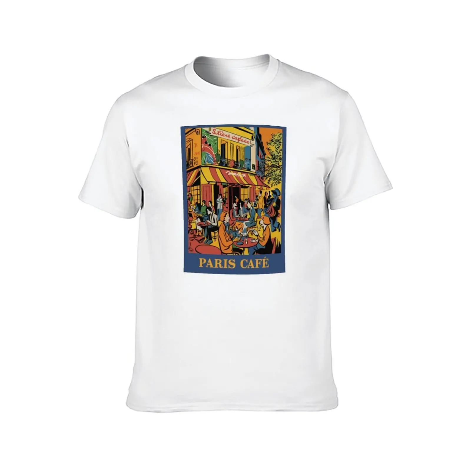 Vibrant Parisian Cafe Scene: Watercolor Street Art Print….By Carraann T-Shirt tees shirts men graphic