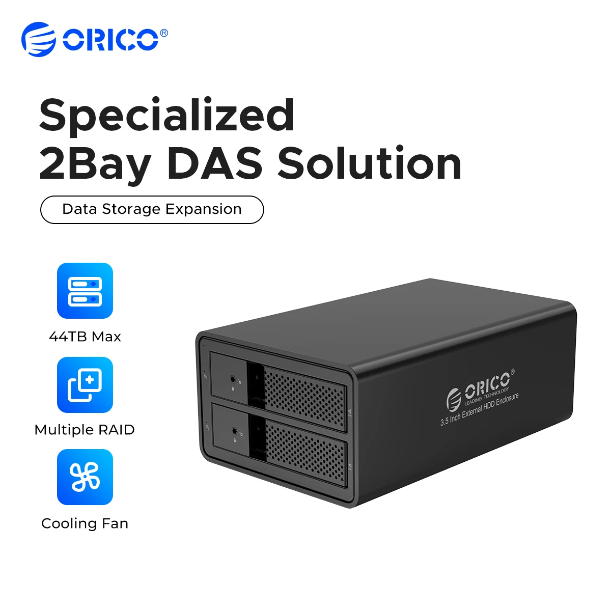 

ORICO 2 Bay HDD Docking Station with RAID 2.5''/3.5'' SATA to USB 3.0 Hard Drive Enclosure with Internal Power Aluminum 44TB Max