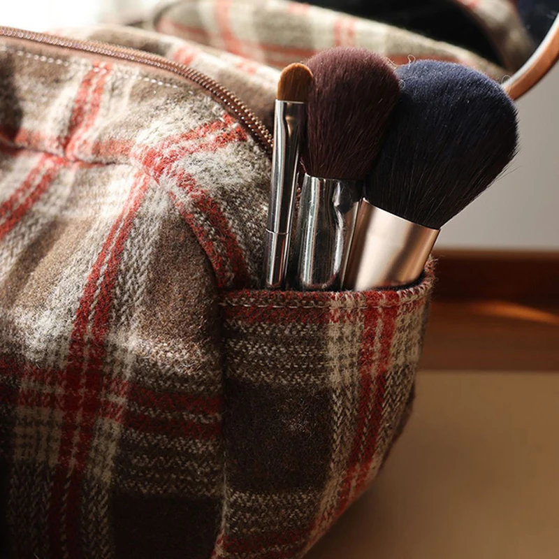 Retro-Kosmetiktasche, Canvas-Clutch, große Kosmetiktasche, Reise-Toilettentasche, tragbare Aufbewahrungstasche für Lippenstift, Damen-Bade- und Duschbeutel – Detail 3