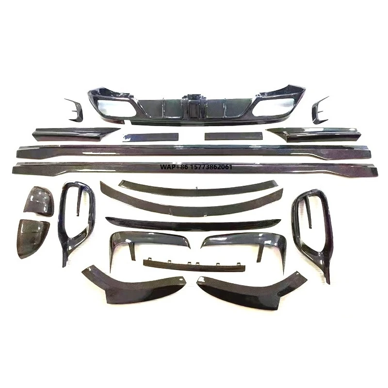 Upgrade to MSY Style Dry Carbon Fiber Front Lip Side Skirts Diffuser Rear Wing Spoiler Body Kit for W223