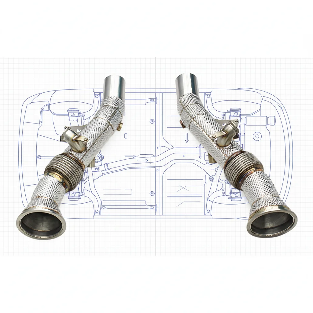 

OEM Exhaust Pipes For Ferrari 296 GTB V6 3.0T 2021-2024 Stainless Steel Free Flow Downpipe With Heat Shield